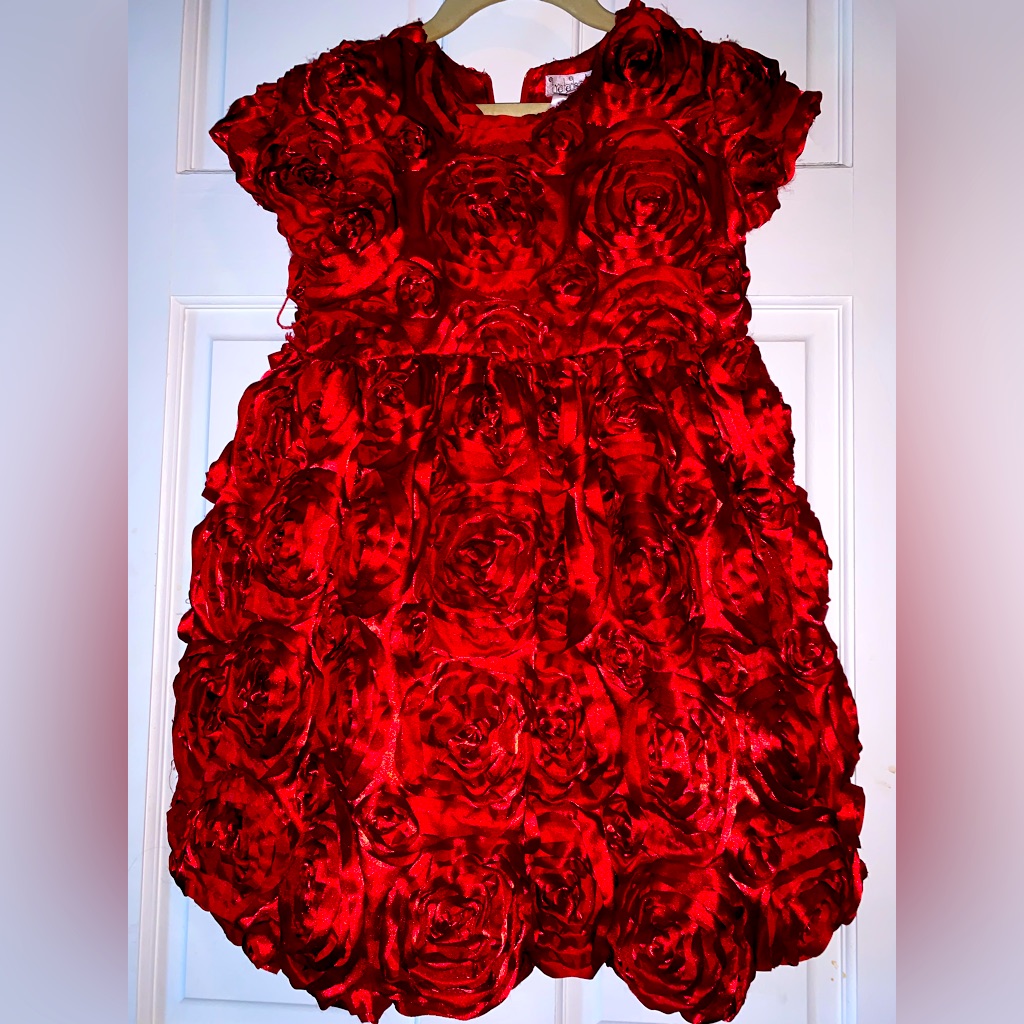 Halabaloo Girls Red Rosette Dress Size 6, Nwot.